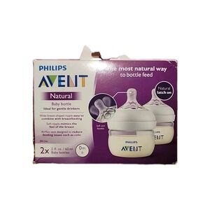 Philips Avent Natural Baby Bottles, with First Flow Nipple, 2oz/60ml 2 Pack